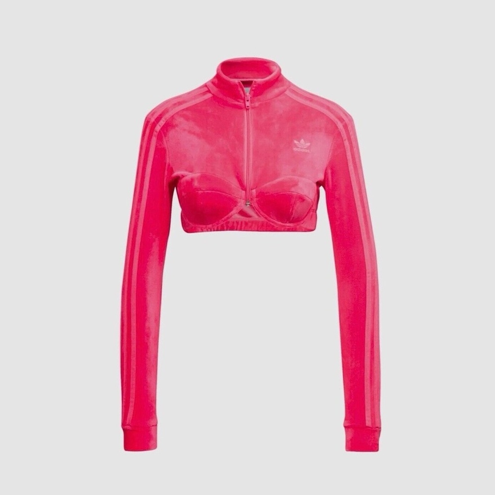Adidas x Jeremy Scott Velour Crop Jacket Solar Pink Medium